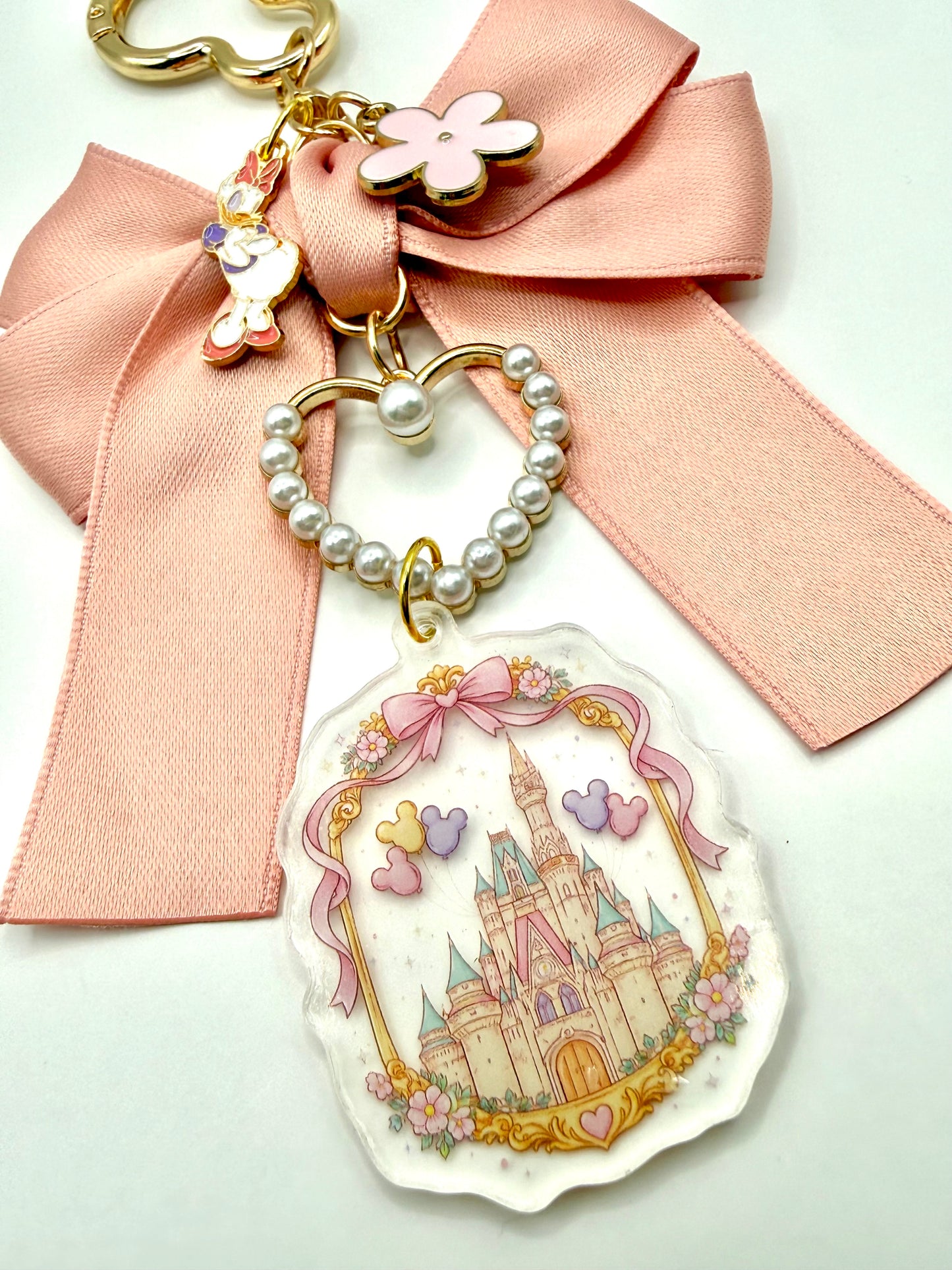 Girly girl bow keychain
