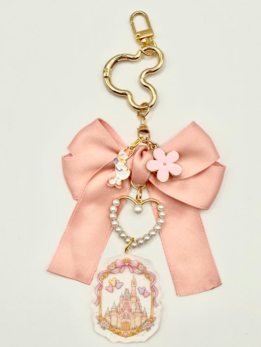 Girly girl bow keychain